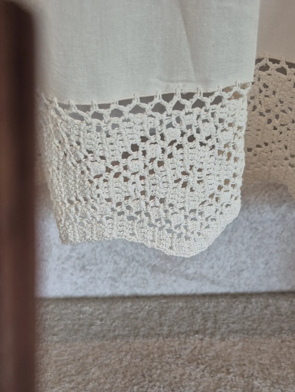 Cream Crochet Trim Ruffled Valance 58x14